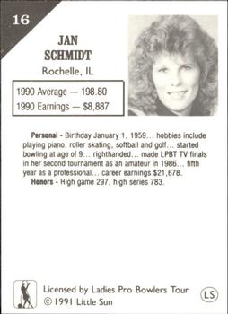 1991 Little Sun Ladies Pro Bowling Tour Strike Force #16 Jan Schmidt Back